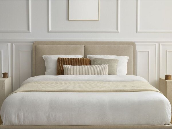 Letto matrimoniale imbottito beige imbottito con rete inclusa 180x200 cm Mara – Bobochic Paris