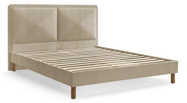 Letto matrimoniale imbottito beige imbottito con rete inclusa 180x200 cm Mara – Bobochic Paris