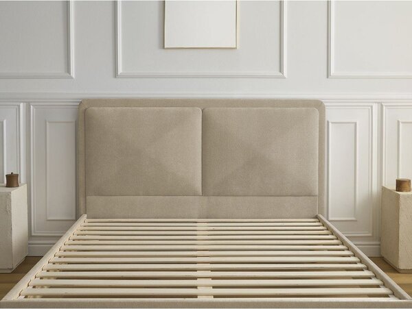 Letto matrimoniale imbottito beige imbottito con rete inclusa 180x200 cm Mara – Bobochic Paris