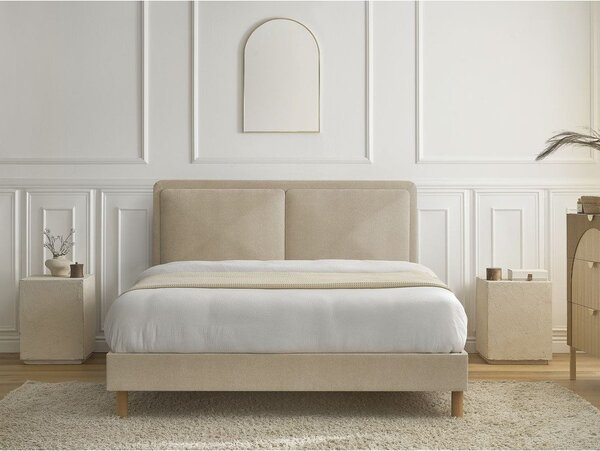 Letto matrimoniale imbottito beige imbottito con rete inclusa 180x200 cm Mara – Bobochic Paris