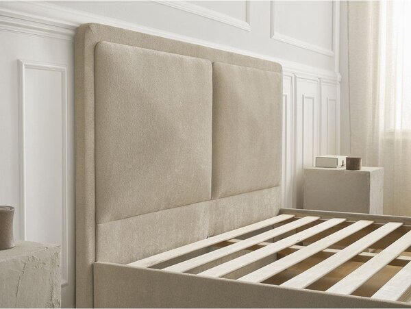 Letto matrimoniale imbottito beige imbottito con rete inclusa 180x200 cm Mara – Bobochic Paris