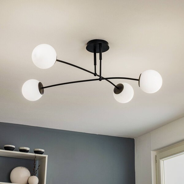 Plafoniera soffitto Pregos 4 EMIBIG LIGHTING, dimmerabile, Nero, Corridoio, Metallo, Moderno, Plafoniera