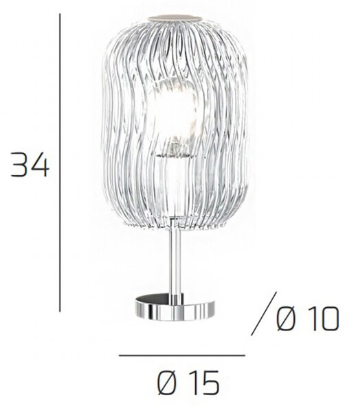 Abat-jour moderno top light tender 1181 cr p tr e27 led vetro lampada tavolo - Top Light