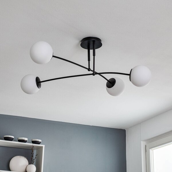 Plafoniera soffitto Pregos 4 EMIBIG LIGHTING, dimmerabile, Nero, Corridoio, Metallo, Moderno, Plafoniera