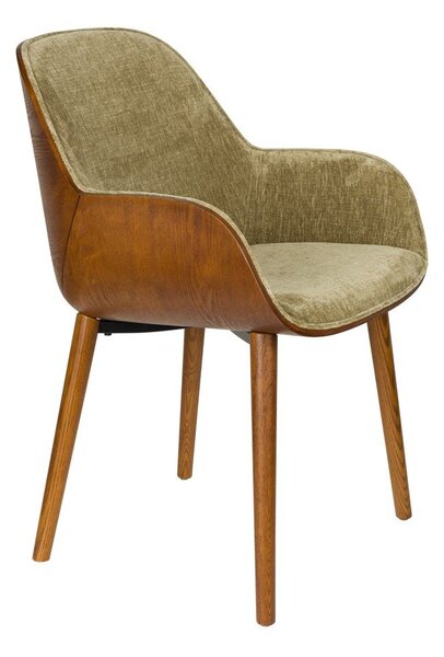 Sedia da pranzo verde imbottita con braccioli Taylor – Dutchbone
