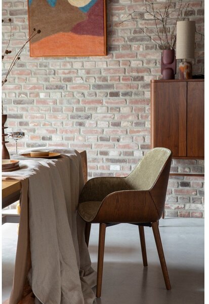 Sedia da pranzo verde imbottita con braccioli Taylor – Dutchbone