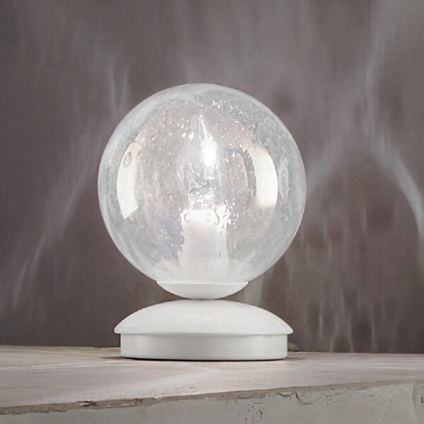 Abat-jour moderna due p moon 2708 lp e14 led vetro iridato lampada tavolo sfera - Due P Illuminazione