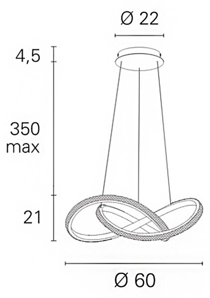 Lampadario classico led pan international infinity 60 grf17112 led 3600lm 3000°k lampada soffitto - Pan International