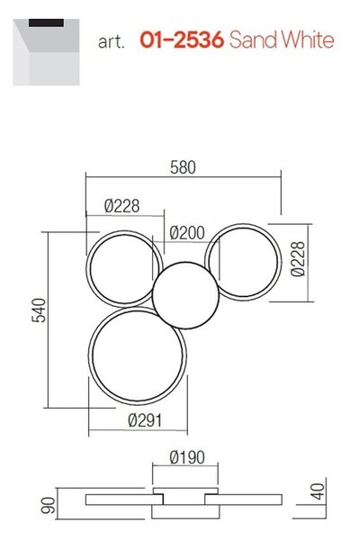 Plafoniera moderna redo group cronos 01 2536 led dimmerabile - Redo Group
