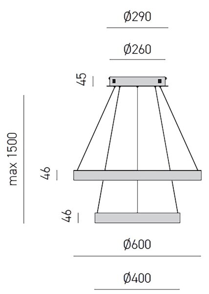 Lampadario led gea luce criseide s2p b 3200lm alluminio sospensione moderna - Gea Luce