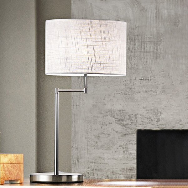 Abat-jour moderna perenz round hotel 6162 e27 led metallo tessuto lampada tavolo orientabile - Perenz