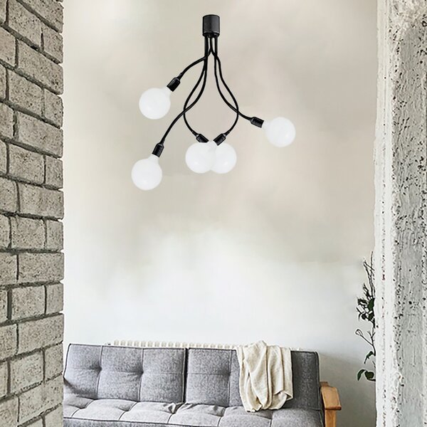 Plafoniera moderna perenz bulbo 6680 n led e27 lampada soffitto metallo gomma bracci orientabili multiluce - Perenz