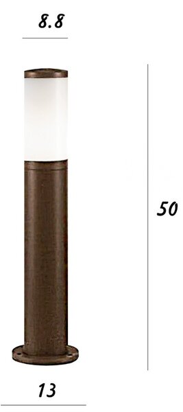 Lampioncino esterno sovil panama 826 36 e27 led alluminio corten lampada terra esterno - Sovil Illuminazione