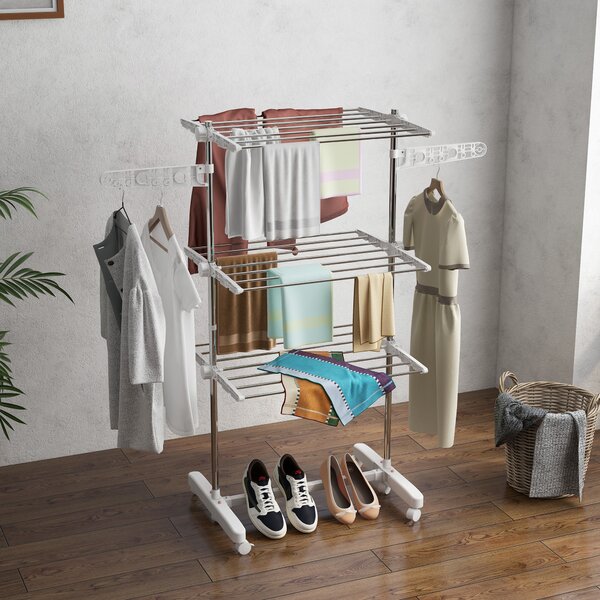 HomCom Stendino Premium 3 Piani Regolabile - Stendibiancheria di Lusso  in Acciaio Inox|Aosom
