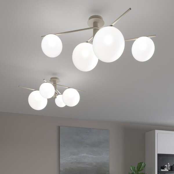 Plafoniera moderna top light boomerang 1200 4 e27 led lampada soffitto sfere vetro - Top Light