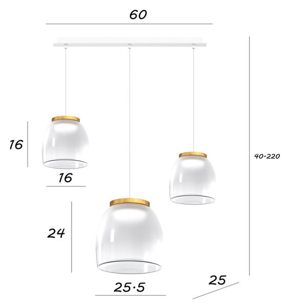 Lampadario moderno top light drum 1192 bi s3 rmix oo led 3000°k dimmerabile lampada soffitto modulo led integrato - Top Light