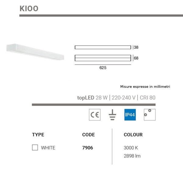 Outlet applique moderno linea light group kioo 7906 led alluminio policarbonato lampada parete - Lampadari Bartalini Outlet