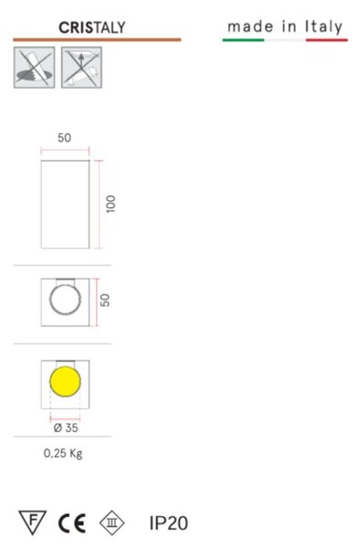 Outlet applique gesso belfiore 2533 gu4 d35 led dipingere moderno biemissione - Lampadari Bartalini Outlet