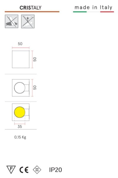 Outlet applique gesso belfiore 2451 gu4 d35 led dipingere moderno monoemissione - Lampadari Bartalini Outlet