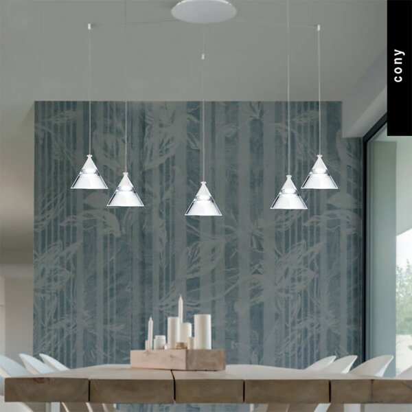 Lampadario led promoingross cony s5a wh 2677lm bianco lampada soffitto moderna cono - Promoingross