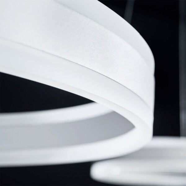 Lampadario led promoingross twin s80 led cct 4950lm dimmerabile telecomando sospensione lampada soffitto anello ultramoderna - Promoingross