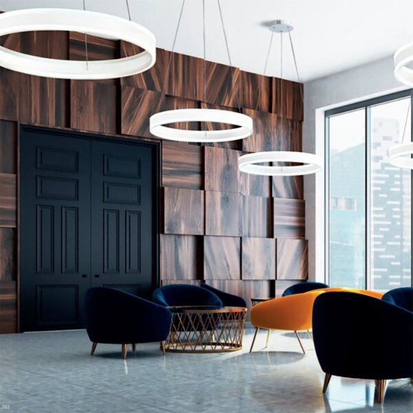 Lampadario led promoingross twin s80 led cct 4950lm dimmerabile telecomando sospensione lampada soffitto anello ultramoderna - Promoingross