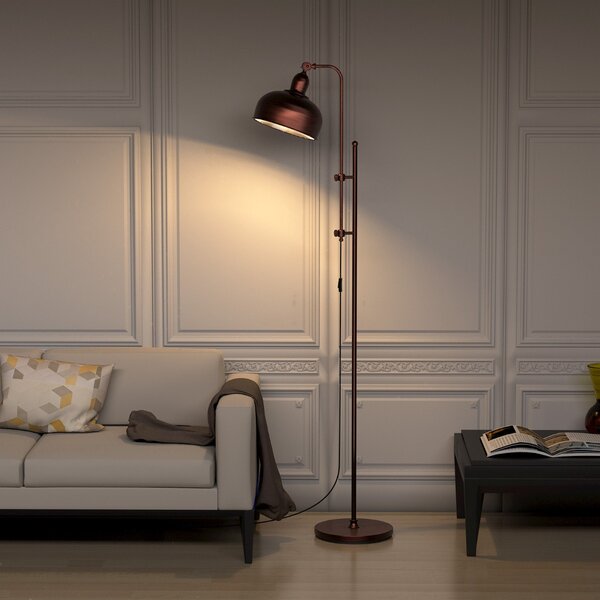 Costway Lampada da scrivania rustica con finitura in bronzo e struttura in metallo, Lampada da terra per soggiorno da letto e ufficio