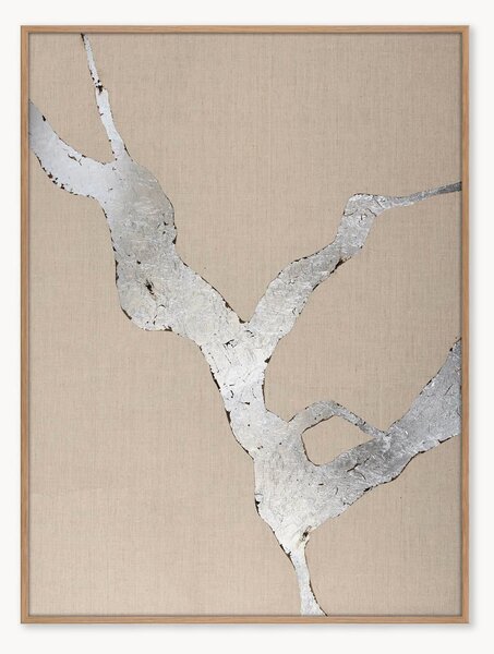 Quadro su tela incorniciato dipinto a mano Wild Horizon Silver