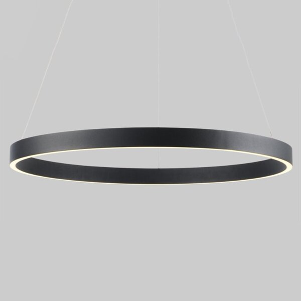 Lampadario led bahia grf16112 60cm 2650lm 3000k nero lampada soffitto anello moderna monoemissione - Pan International