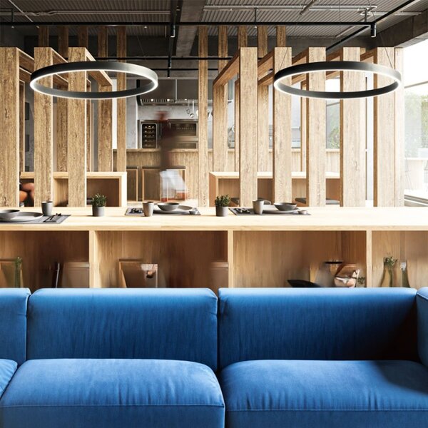 Lampadario led bahia grf16112 60cm 2650lm 3000k nero lampada soffitto anello moderna monoemissione - Pan International