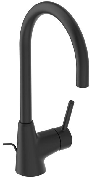 Miscelatore per lavabo, con erogatore alto, girevole a 360°, colore nero