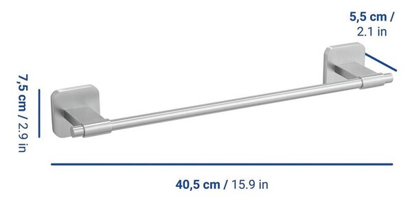 Portasciugamano senza foratura color argento opaco in acciaio inox con aggancio Turbo-loc Porto – Wenko