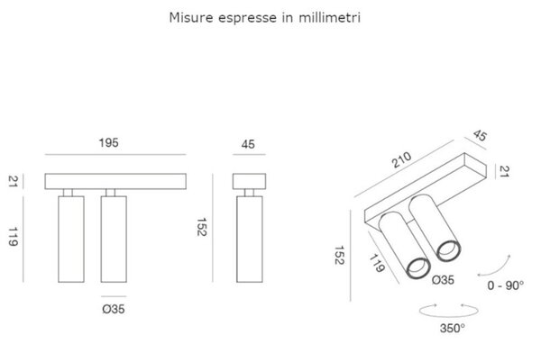 Plafoniera moderna gea led gfa1474c led orientabile alluminio soffitto - Gea Led
