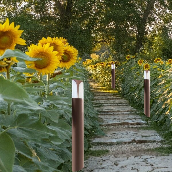 Lampioncino classico esterno gea led stele ges2012 e27 led ip44 h80 marrone alluminio lampada terra giardino - Gea Led