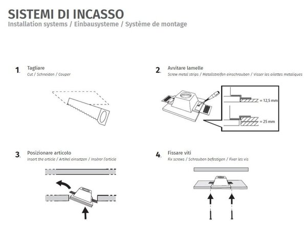 Faretto incasso lampadari bartalini aiblo 220q gu10 led gesso verniciabile - Lampadari Bartalini Gesso