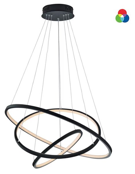 Lampadario trio lighting aaron 352710342 led rgbw 9200lm metallo antracite lampada soffitto ultramoderna telecomando - Trio Lighting