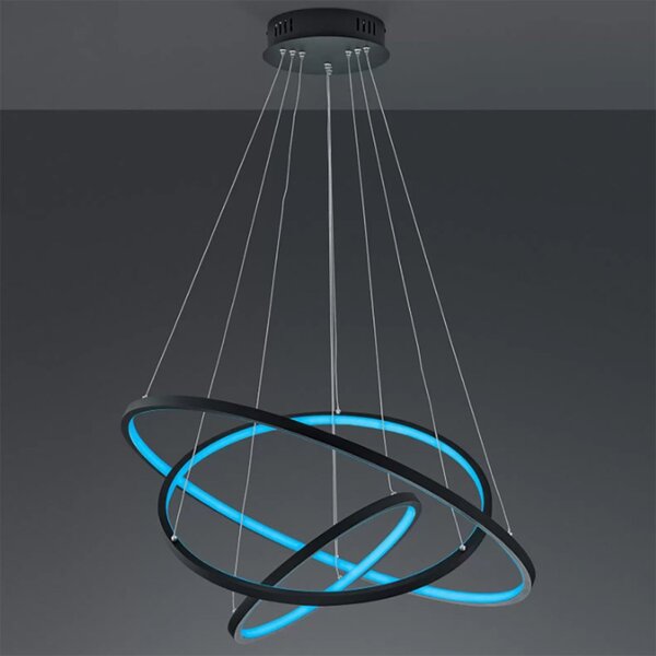 Lampadario trio lighting aaron 352710342 led rgbw 9200lm metallo antracite lampada soffitto ultramoderna telecomando - Trio Lighting