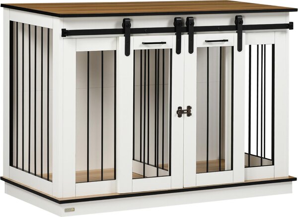 Fortuna Lai Gabbia per cani, gabbia per animali domestici, cuccia per cani con opzione a due spazi per cani di taglia media, box per cani con doppia porta, cuccia per cani, bianco, 120 x 60 x 88,5 cm