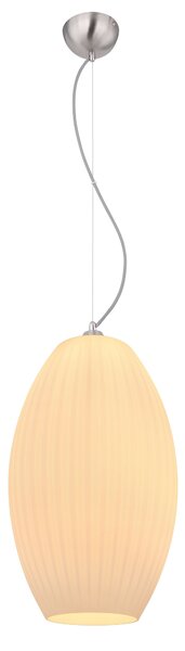 Globo Lighting lampada a sospensione in metallo nichel opaco, vetro opalino, bianco, altezza vetro 51 cm, ø: 285mm, H: 1200mm, escl. 1x E27 60W 230V