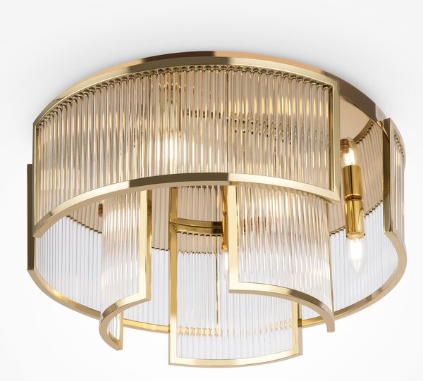 Plafoniera Moderna Frame 6 Luci E14 60W Metallo Oro Ip20