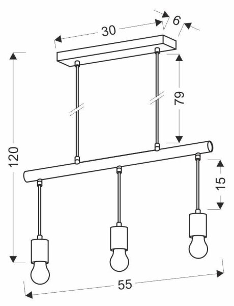 Lampadario a sospensione con filo IZZY 3xE27/60W/230V
