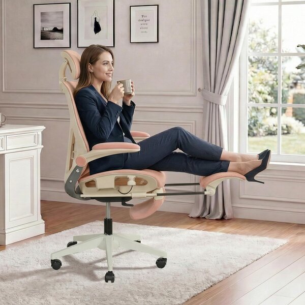 Sedia da ufficio ergonomica STILVORA, dotata di supporto lombare e poggiatesta 3D, sedia pieghevole con braccioli pieghevoli e schienale in rete, sedia da scrivania con pedali poggiapiedi