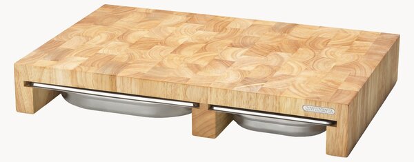 Set tagliere in legno di albero della gomma con cassetti Ginevra 3 pz