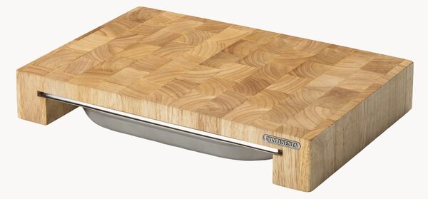Set tagliere in legno di caucciù con cassetto Ginevra 2 pz