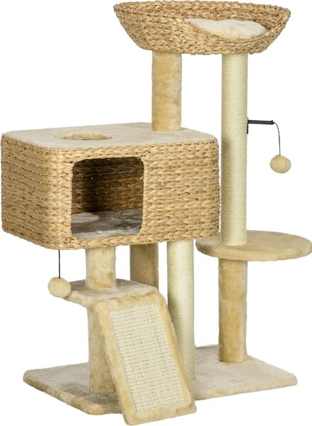 Fortuna Lai Tiragraffi per gatti 98 cm Tiragraffi con 2 superfici di appoggio, tiragraffi con pallina per gatti fino a 6 kg, mobili per gatti, sisal, beige