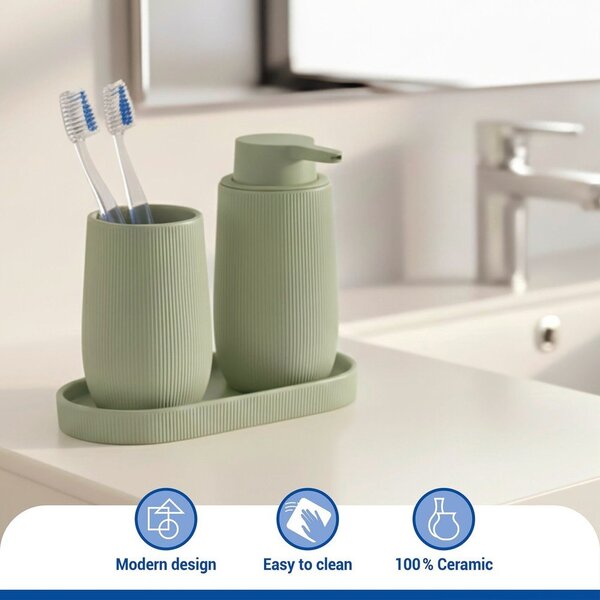 Organizer da bagno verde in ceramica Fablo – Wenko