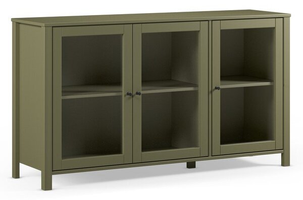 Vetrina verde in pino massiccio 142x80x40 cm Alessandra – Marckeric