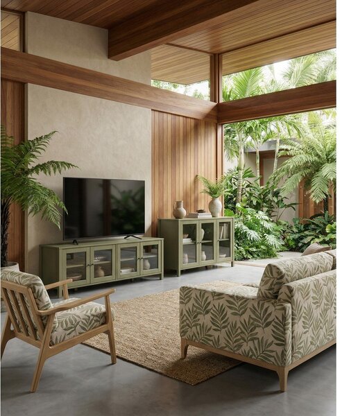 Vetrina verde in pino massiccio 142x80x40 cm Alessandra – Marckeric