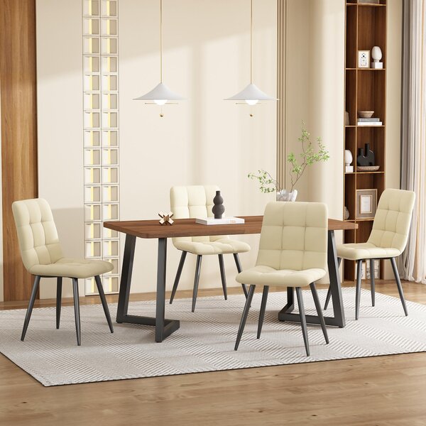 Fortuna Lai, tavolo da pranzo 117x68 cm, (1 unità), struttura in metallo. Tavolo da pranzo rettangolare, tavolo da cucina con effetto legno e gambe in metallo, ideale per la sala da pranzo o il soggiorno, colore nero/noce
