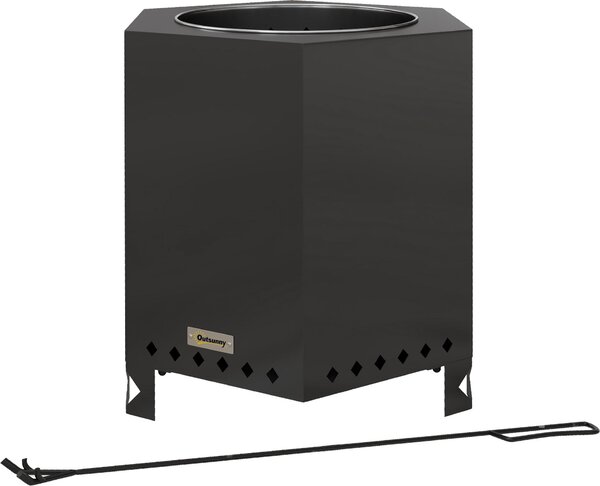 Fortuna Lai Braciere da tavolo senza fumo in metallo nero Attizzatoio Giardino Campeggio Terrazza